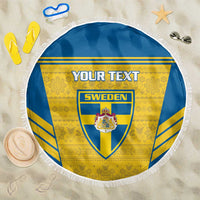 Custom Sweden Football Beach Blanket Go Blagult - Scandinavian Pattern - Wonder Print Shop