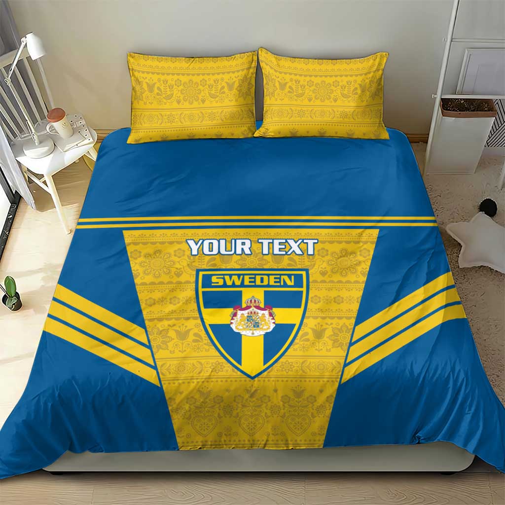 Custom Sweden Football Bedding Set Go Blagult - Scandinavian Pattern - Wonder Print Shop