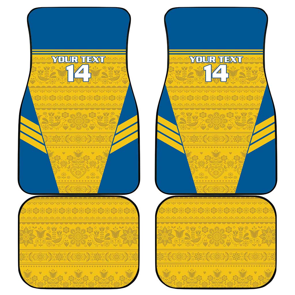 Custom Sweden Football Car Mats Go Blagult - Scandinavian Pattern - Wonder Print Shop