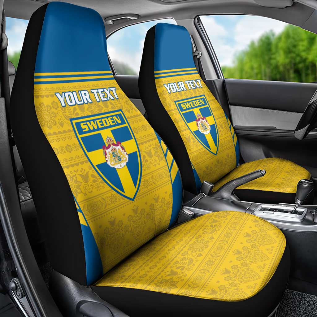 Custom Sweden Football Car Seat Cover Go Blagult - Scandinavian Pattern - Wonder Print Shop