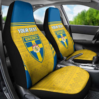 Custom Sweden Football Car Seat Cover Go Blagult - Scandinavian Pattern - Wonder Print Shop