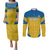 Custom Sweden Football Couples Matching Puletasi and Long Sleeve Button Shirt Go Blagult - Scandinavian Pattern - Wonder Print Shop