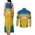 Custom Sweden Football Couples Matching Tank Maxi Dress and Long Sleeve Button Shirt Go Blagult - Scandinavian Pattern - Wonder Print Shop