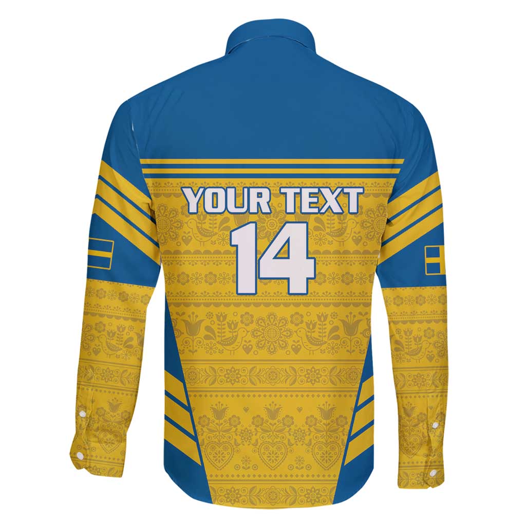 Custom Sweden Football Family Matching Long Sleeve Bodycon Dress and Hawaiian Shirt Go Blagult - Scandinavian Pattern - Wonder Print Shop