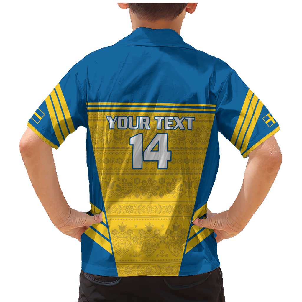 Custom Sweden Football Family Matching Mermaid Dress and Hawaiian Shirt Go Blagult - Scandinavian Pattern - Wonder Print Shop