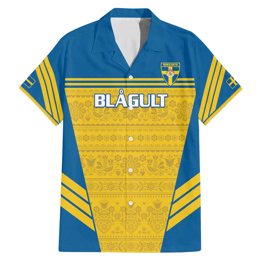 Custom Sweden Football Family Matching Mermaid Dress and Hawaiian Shirt Go Blagult - Scandinavian Pattern - Wonder Print Shop