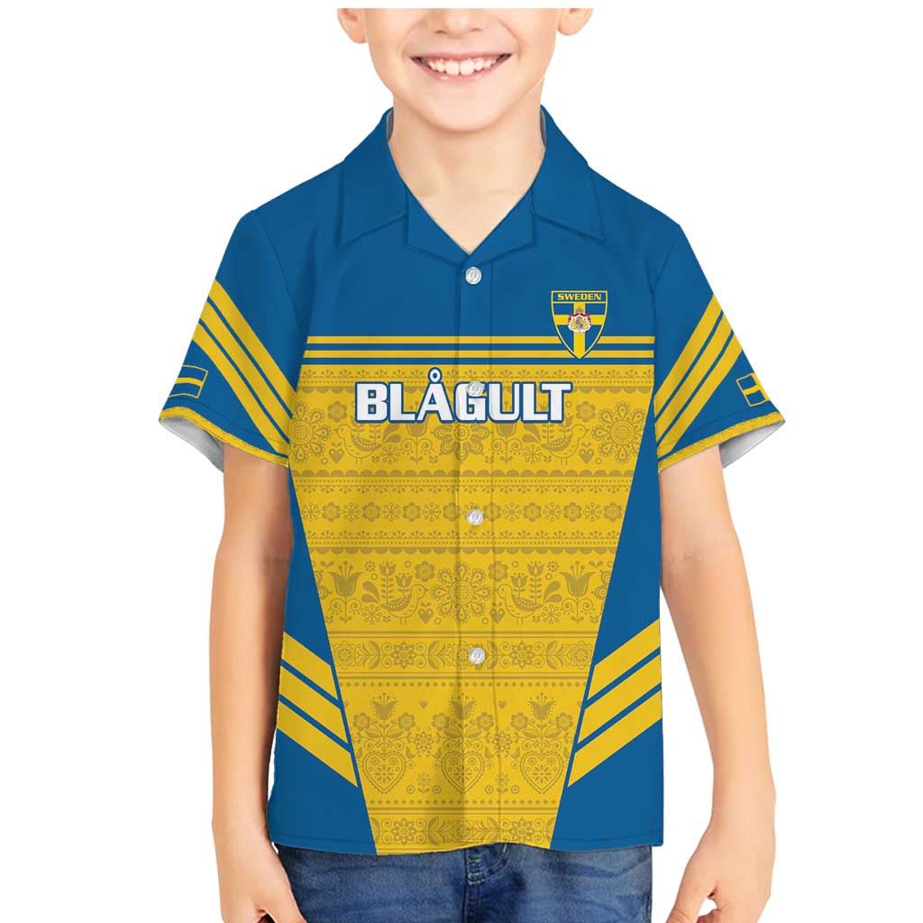 Custom Sweden Football Family Matching Mermaid Dress and Hawaiian Shirt Go Blagult - Scandinavian Pattern - Wonder Print Shop