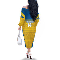 Custom Sweden Football Family Matching Off The Shoulder Long Sleeve Dress and Hawaiian Shirt Go Blagult - Scandinavian Pattern - Wonder Print Shop