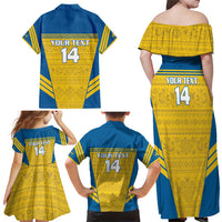 Custom Sweden Football Family Matching Off Shoulder Maxi Dress and Hawaiian Shirt Go Blagult - Scandinavian Pattern - Wonder Print Shop
