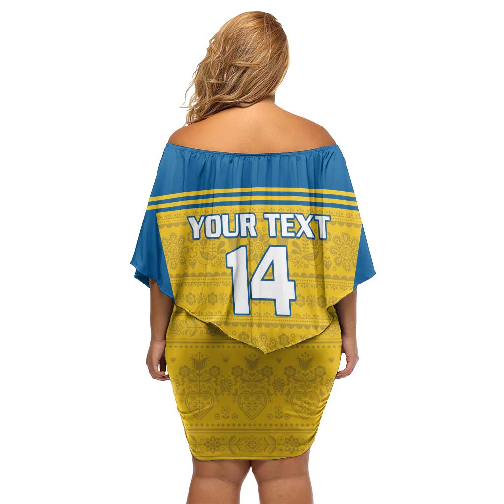 Custom Sweden Football Family Matching Off Shoulder Short Dress and Hawaiian Shirt Go Blagult - Scandinavian Pattern - Wonder Print Shop