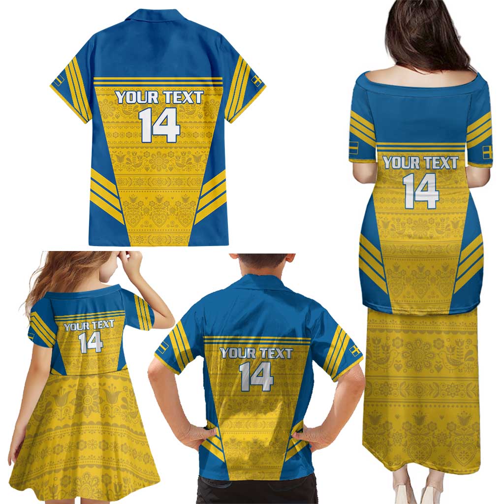 Custom Sweden Football Family Matching Puletasi and Hawaiian Shirt Go Blagult - Scandinavian Pattern - Wonder Print Shop
