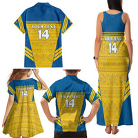 Custom Sweden Football Family Matching Tank Maxi Dress and Hawaiian Shirt Go Blagult - Scandinavian Pattern - Wonder Print Shop