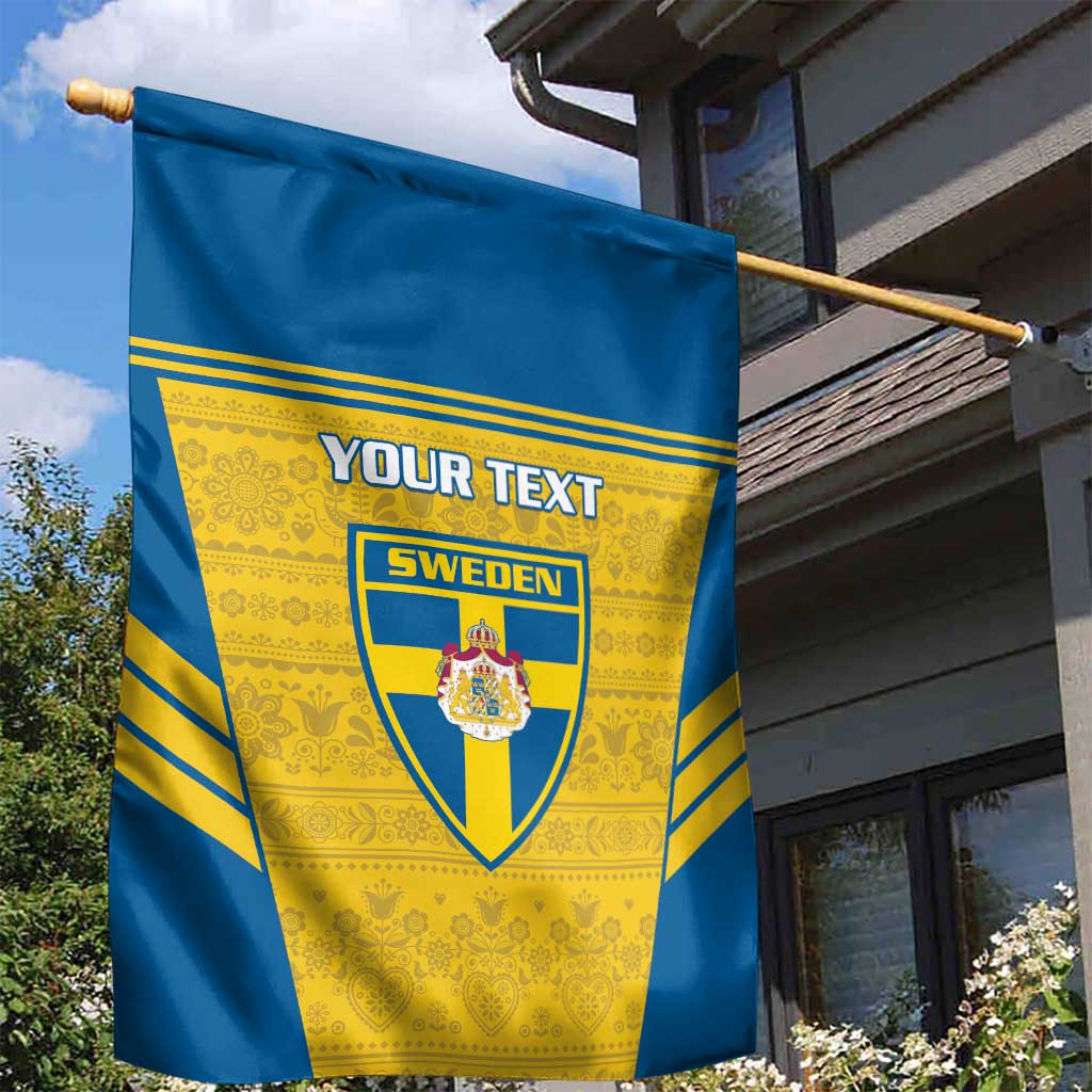 Custom Sweden Football Garden Flag Go Blagult - Scandinavian Pattern - Wonder Print Shop