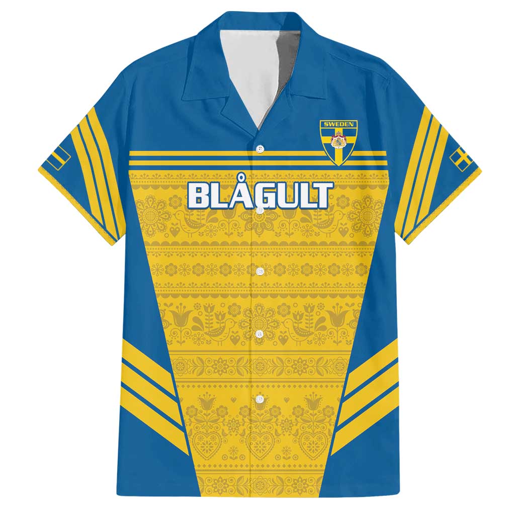 Custom Sweden Football Hawaiian Shirt Go Blagult - Scandinavian Pattern - Wonder Print Shop