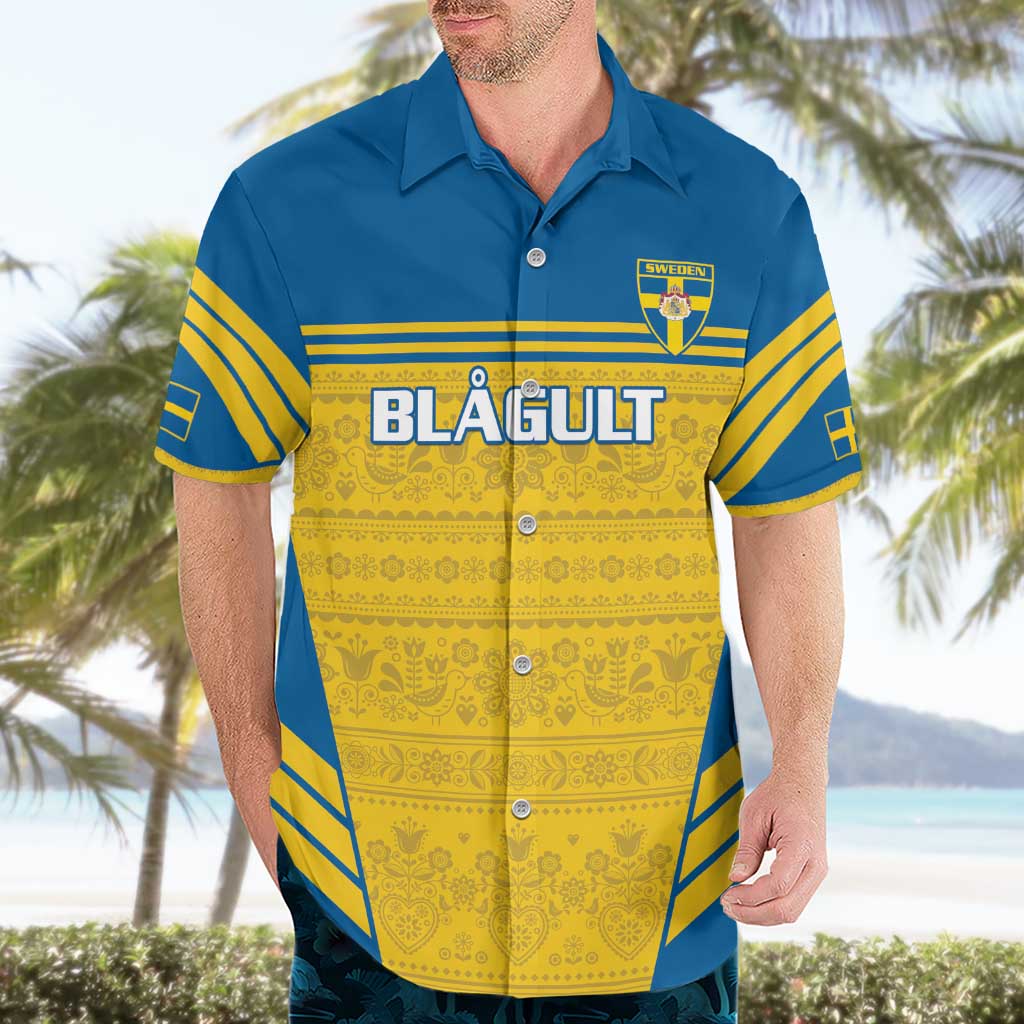Custom Sweden Football Hawaiian Shirt Go Blagult - Scandinavian Pattern - Wonder Print Shop