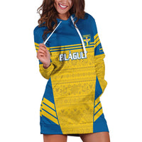 Custom Sweden Football Hoodie Dress Go Blagult - Scandinavian Pattern - Wonder Print Shop