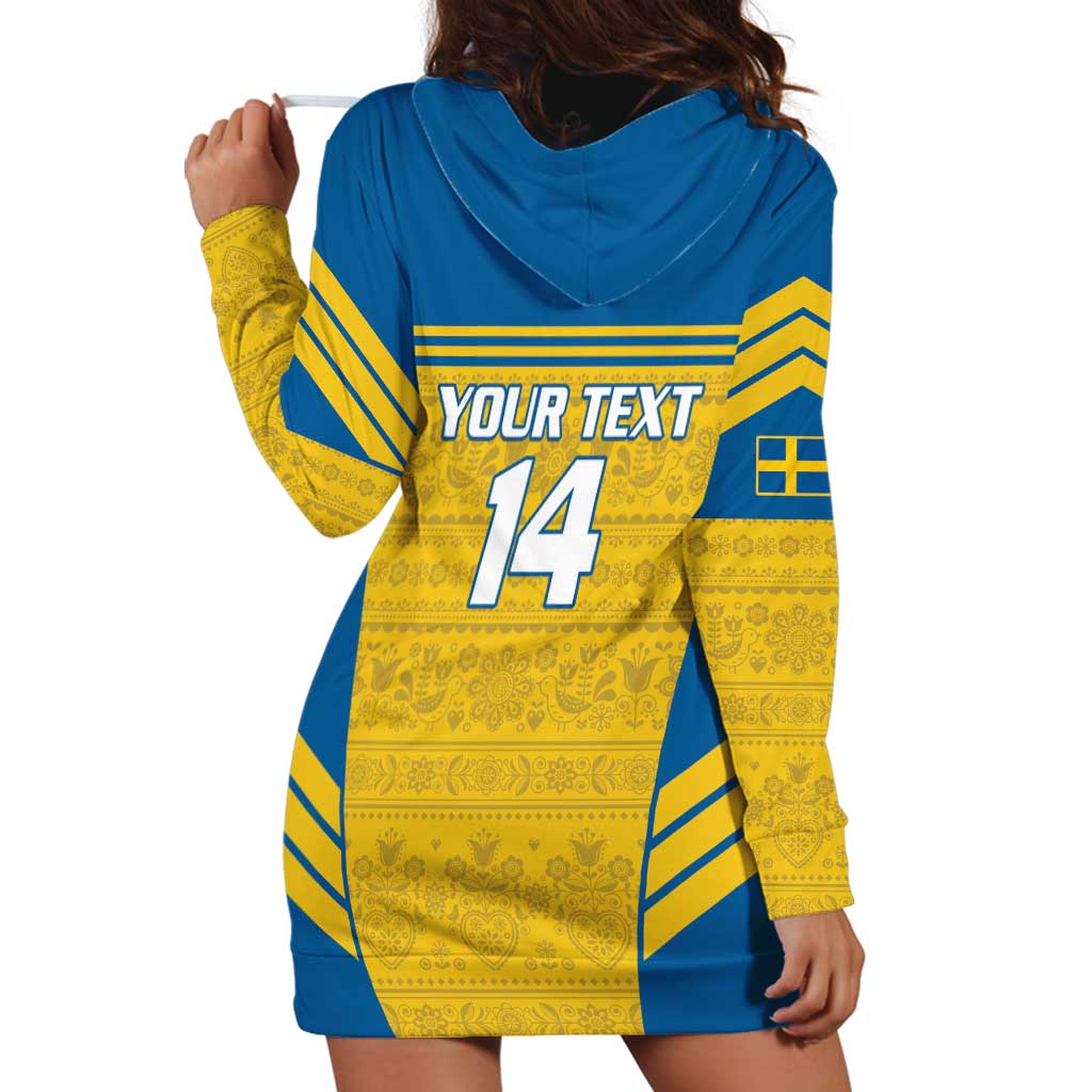 Custom Sweden Football Hoodie Dress Go Blagult - Scandinavian Pattern - Wonder Print Shop