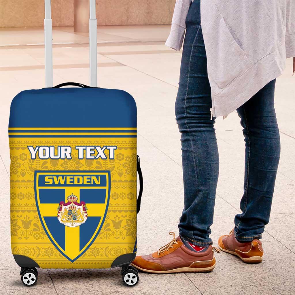 Custom Sweden Football Luggage Cover Go Blagult - Scandinavian Pattern - Wonder Print Shop