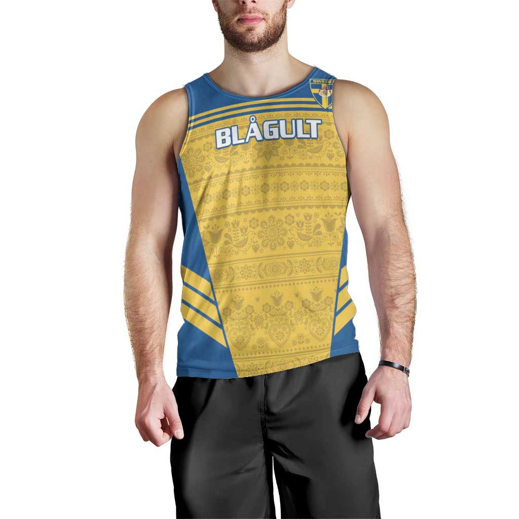 Custom Sweden Football Men Tank Top Go Blagult - Scandinavian Pattern - Wonder Print Shop