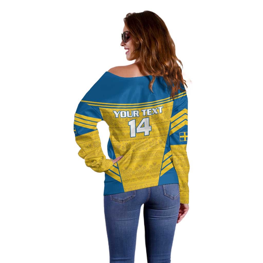 Custom Sweden Football Off Shoulder Sweater Go Blagult - Scandinavian Pattern - Wonder Print Shop