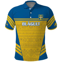 Custom Sweden Football Polo Shirt Go Blagult - Scandinavian Pattern - Wonder Print Shop