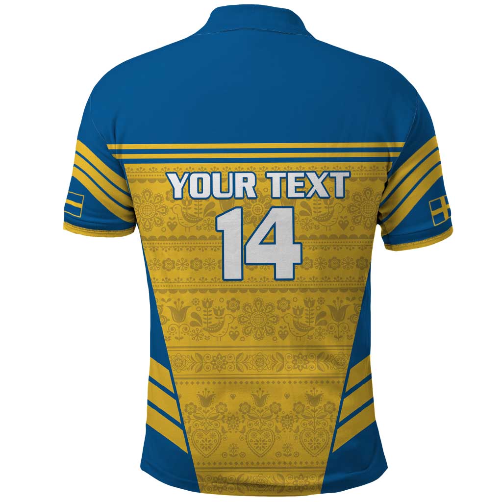 Custom Sweden Football Polo Shirt Go Blagult - Scandinavian Pattern - Wonder Print Shop