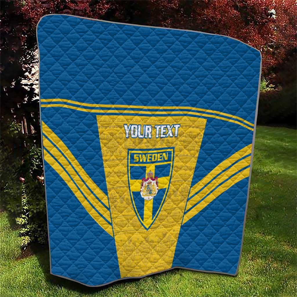 Custom Sweden Football Quilt Go Blagult - Scandinavian Pattern - Wonder Print Shop
