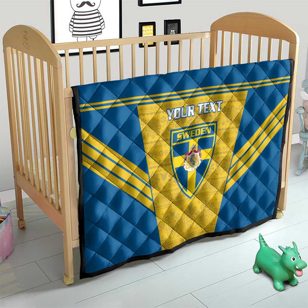 Custom Sweden Football Quilt Go Blagult - Scandinavian Pattern - Wonder Print Shop