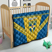 Custom Sweden Football Quilt Go Blagult - Scandinavian Pattern - Wonder Print Shop