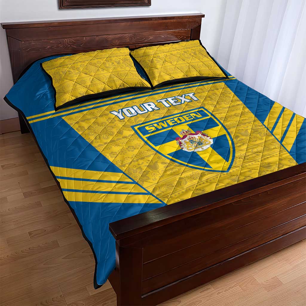 Custom Sweden Football Quilt Bed Set Go Blagult - Scandinavian Pattern - Wonder Print Shop