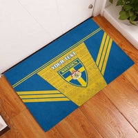 Custom Sweden Football Rubber Doormat Go Blagult - Scandinavian Pattern - Wonder Print Shop