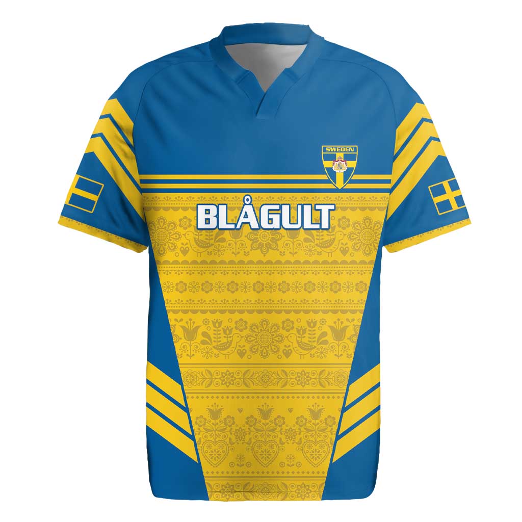 Custom Sweden Football Rugby Jersey Go Blagult - Scandinavian Pattern - Wonder Print Shop
