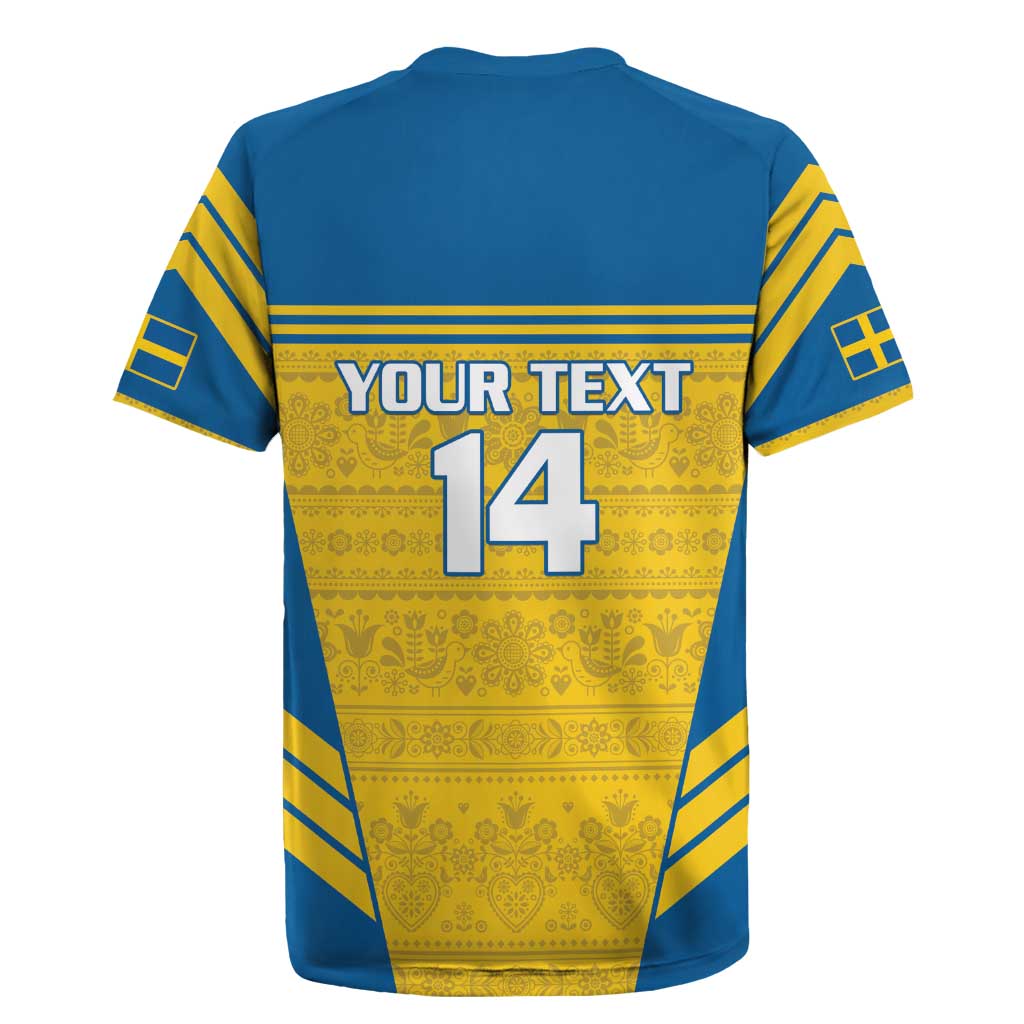 Custom Sweden Football Rugby Jersey Go Blagult - Scandinavian Pattern - Wonder Print Shop