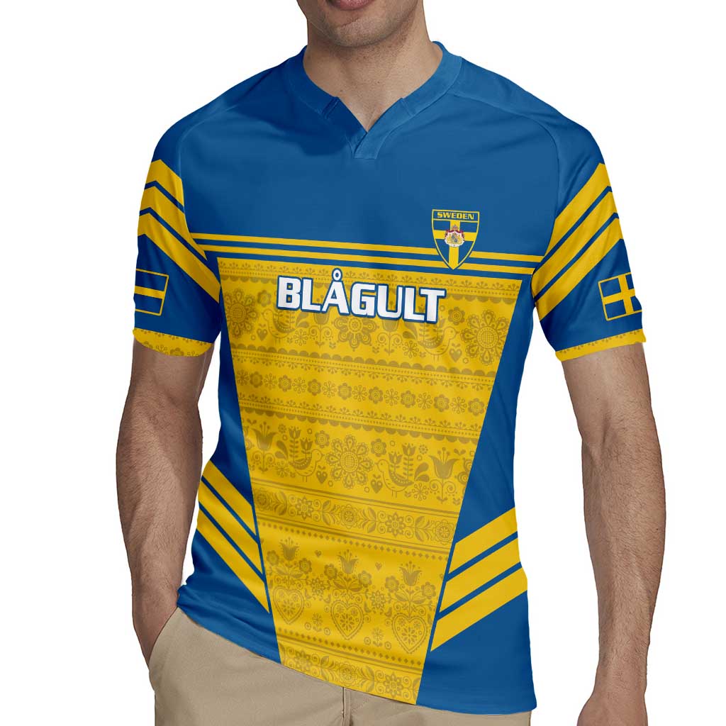 Custom Sweden Football Rugby Jersey Go Blagult - Scandinavian Pattern - Wonder Print Shop