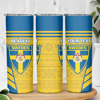 Personalised Sweden Football Skinny Tumbler Go Blagult - Scandinavian Pattern - Wonder Print Shop