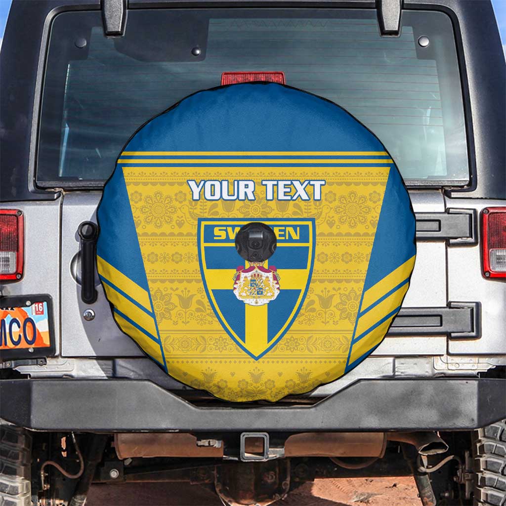 Custom Sweden Football Spare Tire Cover Go Blagult - Scandinavian Pattern - Wonder Print Shop