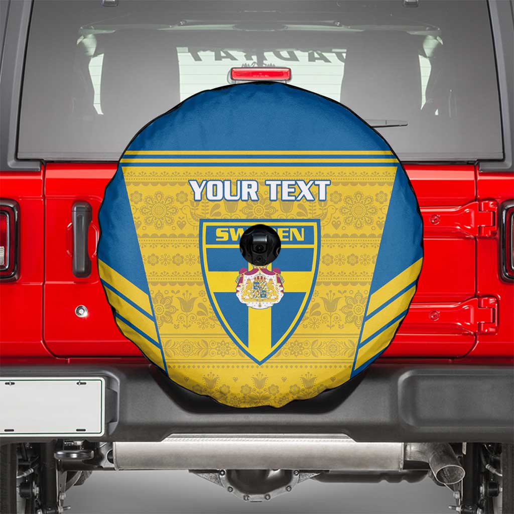 Custom Sweden Football Spare Tire Cover Go Blagult - Scandinavian Pattern - Wonder Print Shop