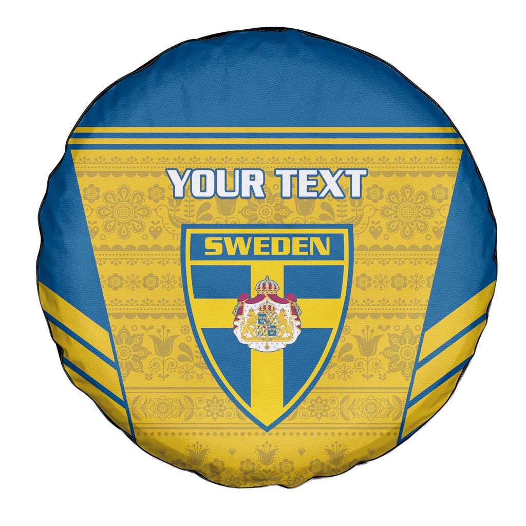 Custom Sweden Football Spare Tire Cover Go Blagult - Scandinavian Pattern - Wonder Print Shop