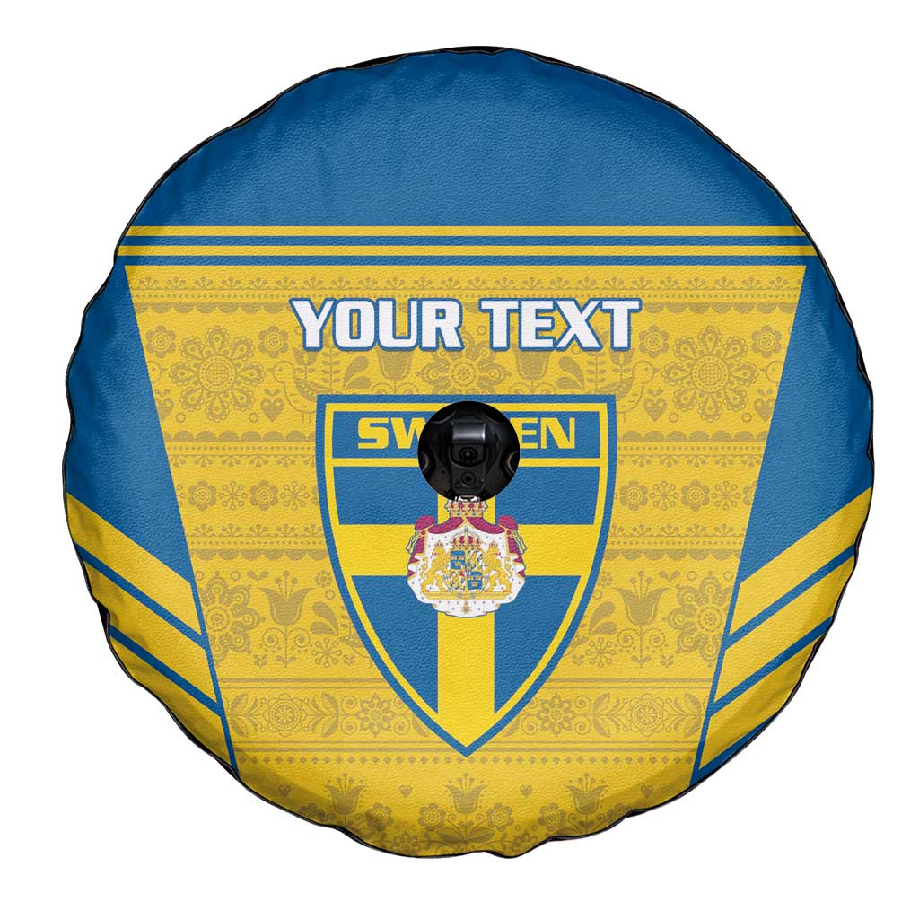 Custom Sweden Football Spare Tire Cover Go Blagult - Scandinavian Pattern - Wonder Print Shop