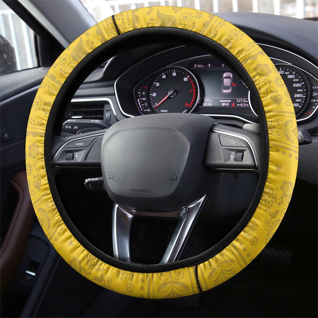 Sweden Football Steering Wheel Cover Go Blagult - Scandinavian Pattern - Wonder Print Shop