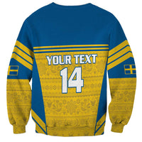 Custom Sweden Football Sweatshirt Go Blagult - Scandinavian Pattern - Wonder Print Shop