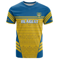 Custom Sweden Football T Shirt Go Blagult - Scandinavian Pattern - Wonder Print Shop