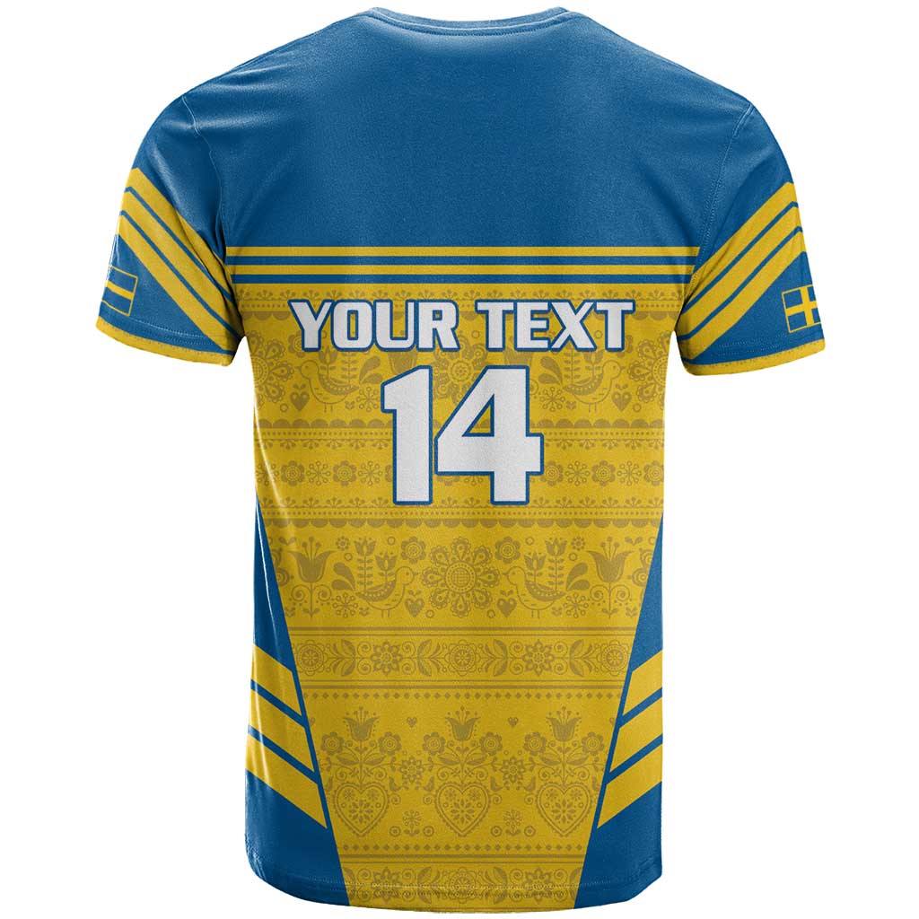Custom Sweden Football T Shirt Go Blagult - Scandinavian Pattern - Wonder Print Shop