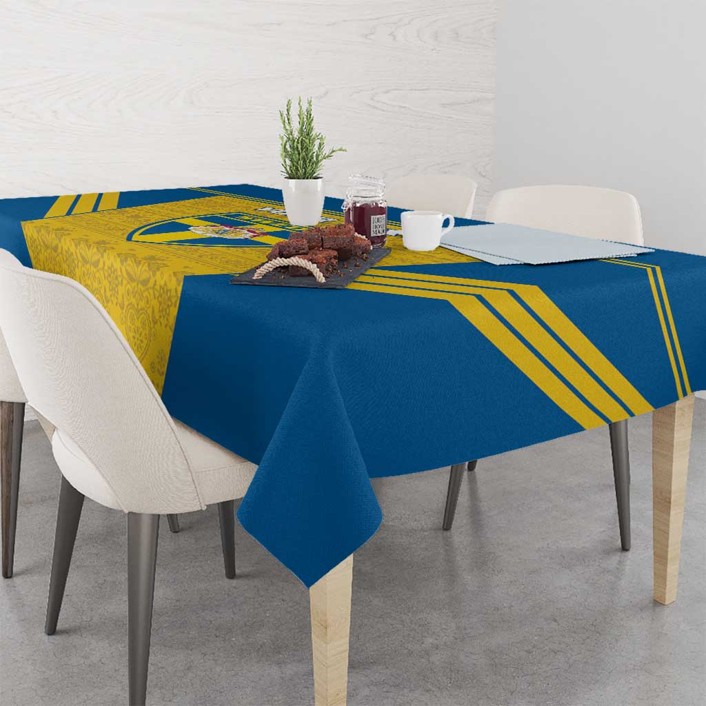 Custom Sweden Football Tablecloth Go Blagult - Scandinavian Pattern - Wonder Print Shop