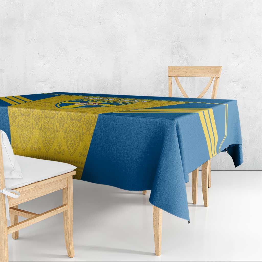 Custom Sweden Football Tablecloth Go Blagult - Scandinavian Pattern - Wonder Print Shop