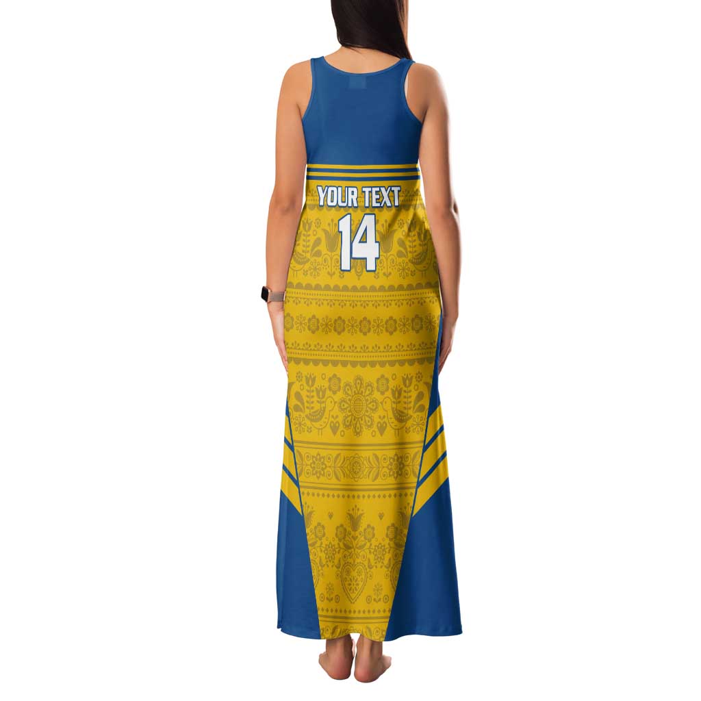 Custom Sweden Football Tank Maxi Dress Go Blagult - Scandinavian Pattern - Wonder Print Shop