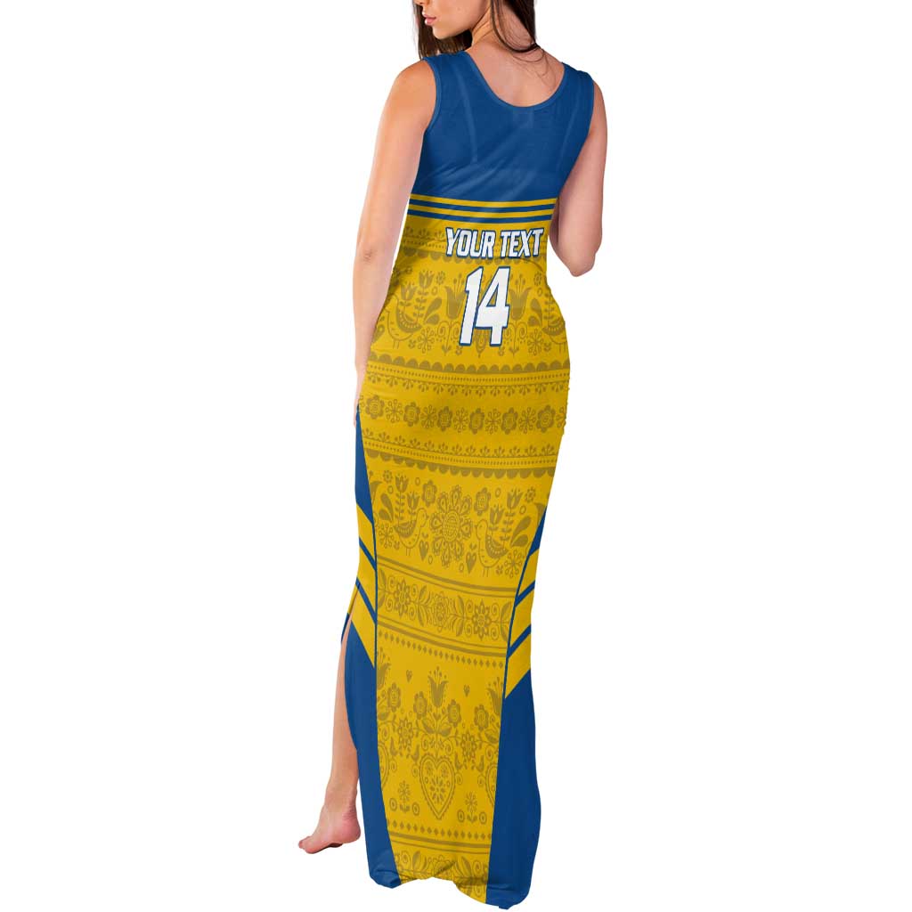 Custom Sweden Football Tank Maxi Dress Go Blagult - Scandinavian Pattern - Wonder Print Shop