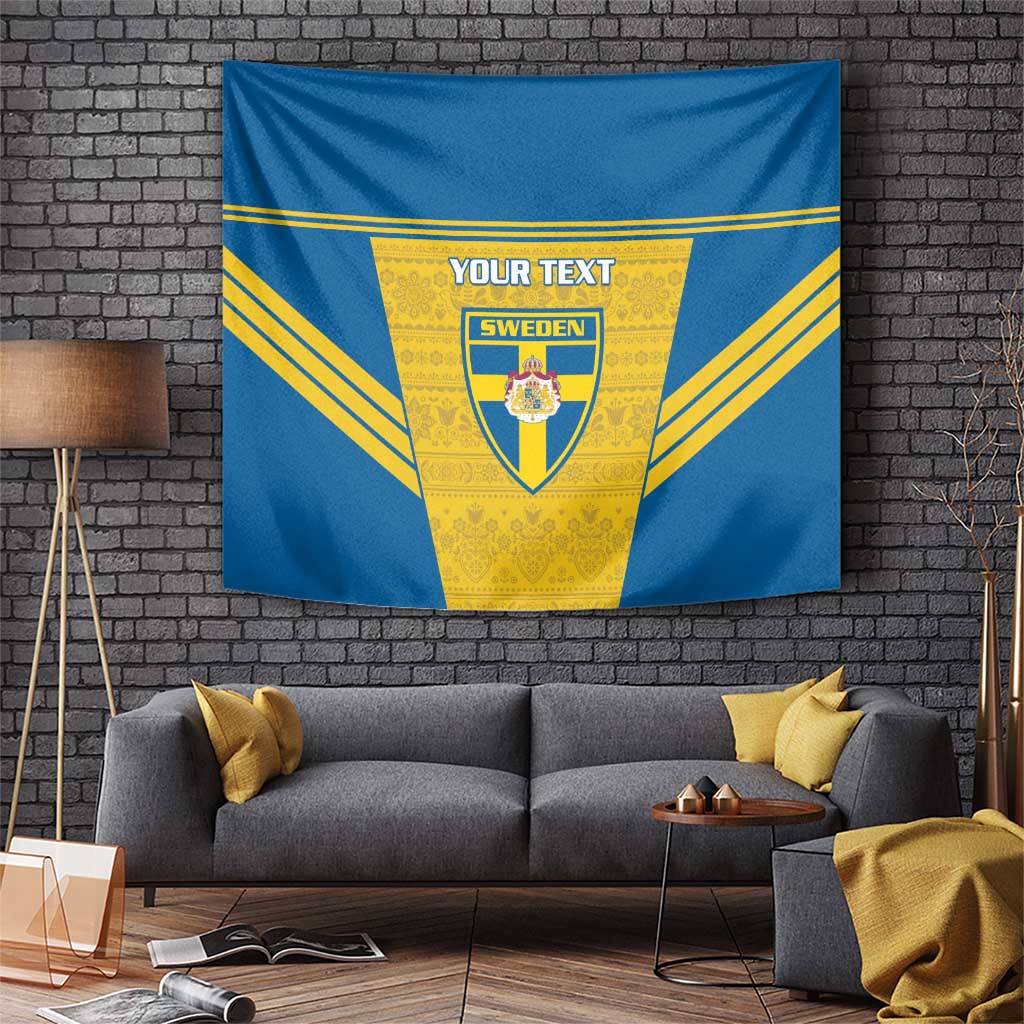 Custom Sweden Football Tapestry Go Blagult - Scandinavian Pattern - Wonder Print Shop