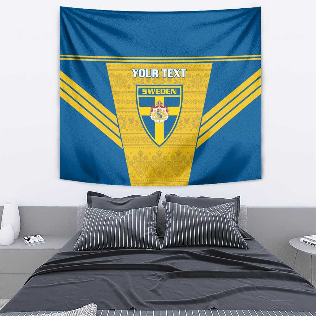 Custom Sweden Football Tapestry Go Blagult - Scandinavian Pattern - Wonder Print Shop