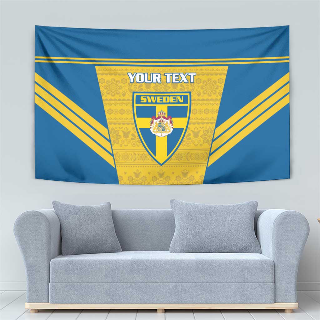 Custom Sweden Football Tapestry Go Blagult - Scandinavian Pattern - Wonder Print Shop